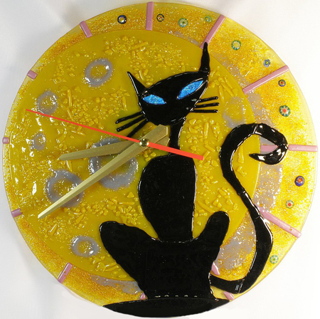 Часы: витраж, фьюзинг, роспись